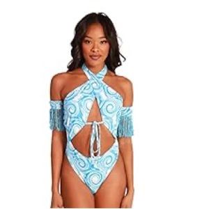 iHeartRaves SOLD OUT Blue Swirl Bodysuit with Arm Sleeves - Rave